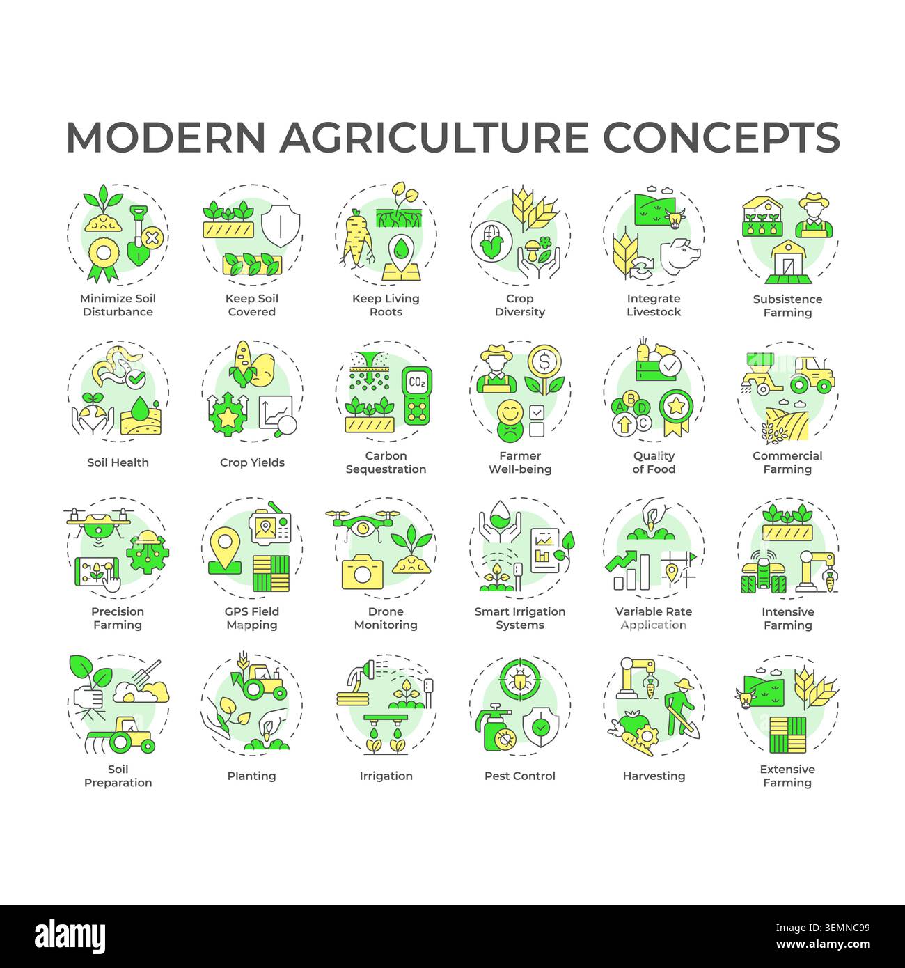 Modern agriculture multi color concept icons Stock Vector