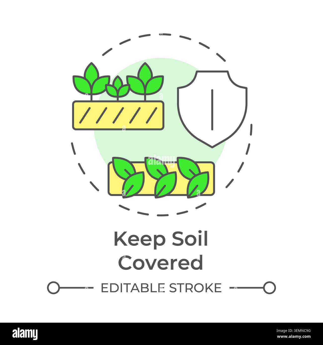 Keep soil covered multi color concept icon Stock Vector