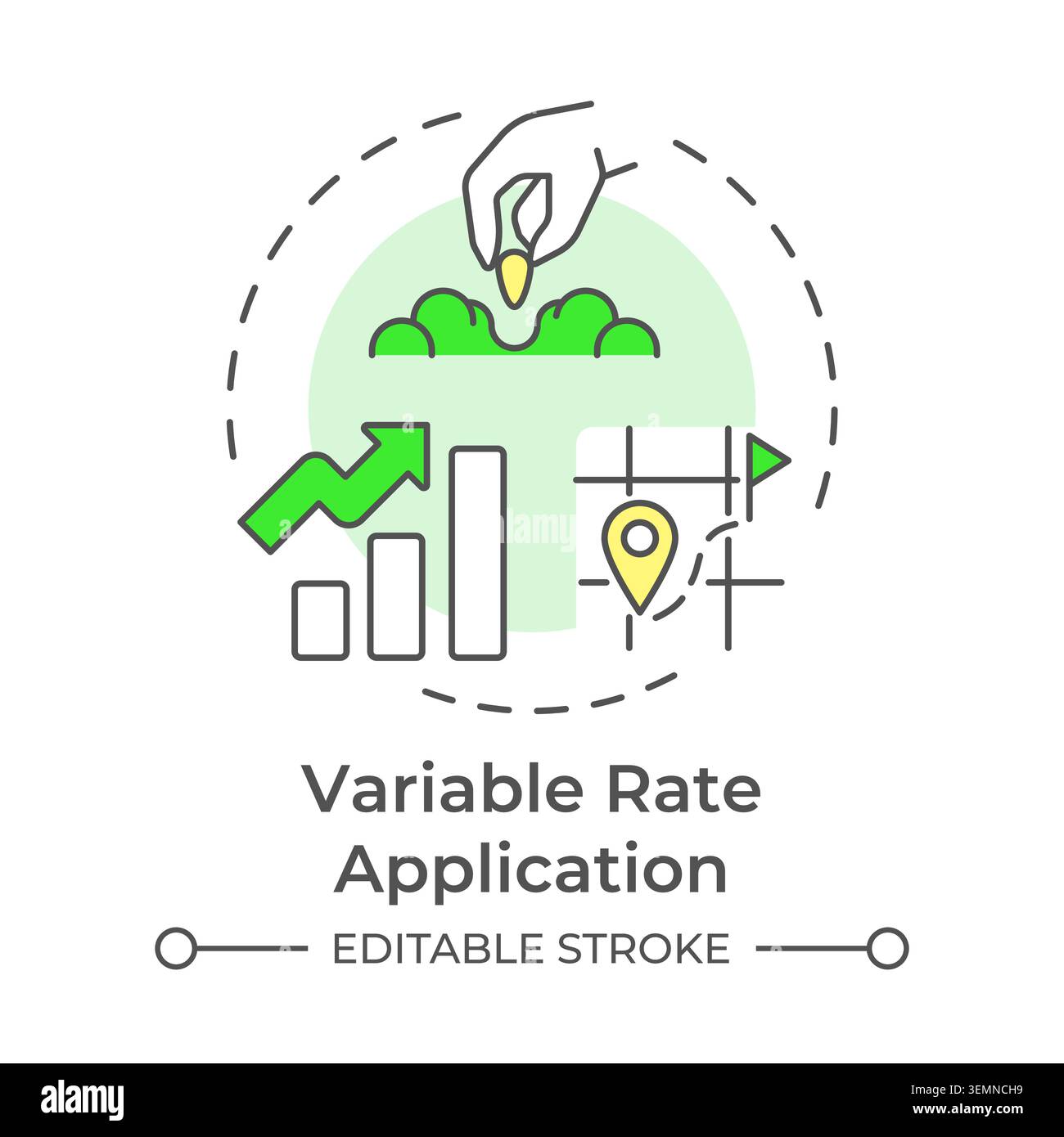 Variable rate application multi color concept icon Stock Vector