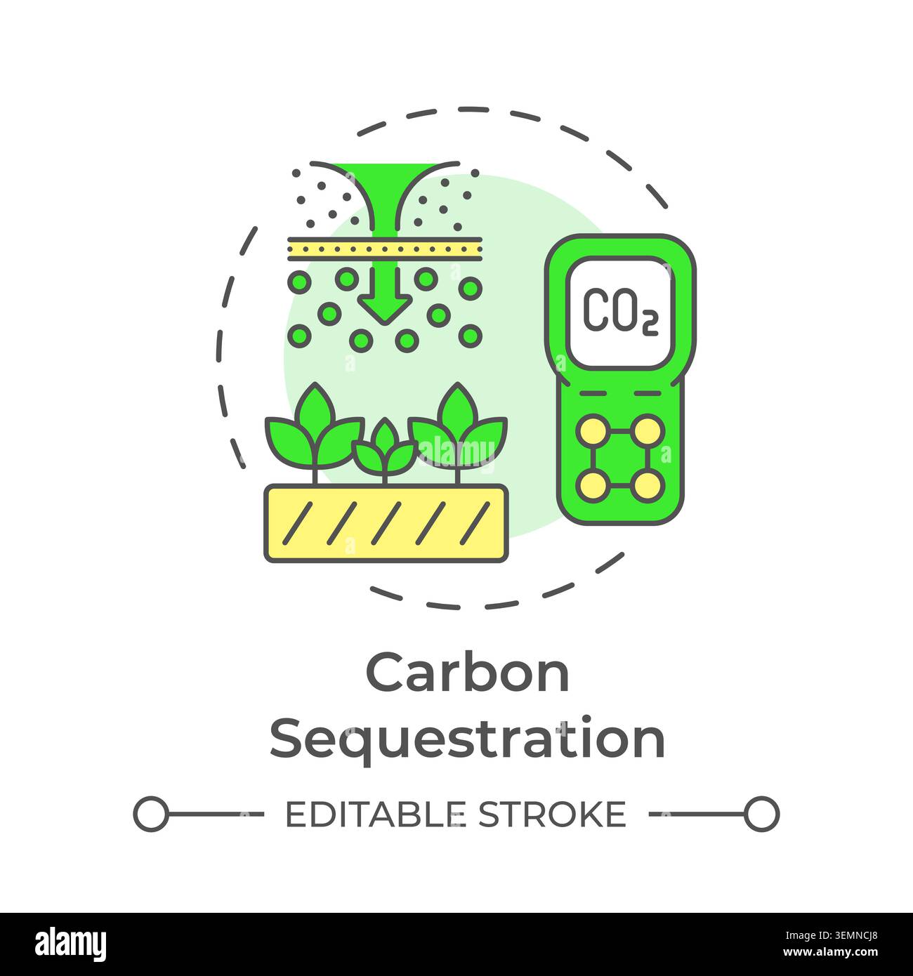 Carbon sequestration multi color concept icon Stock Vector