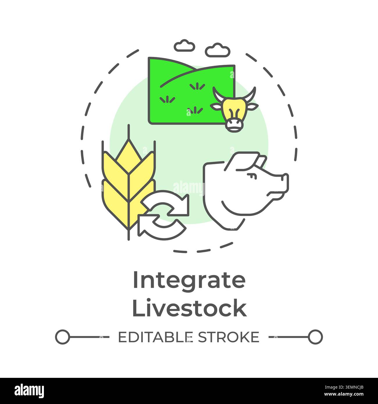 Integrate livestock multi color concept icon Stock Vector