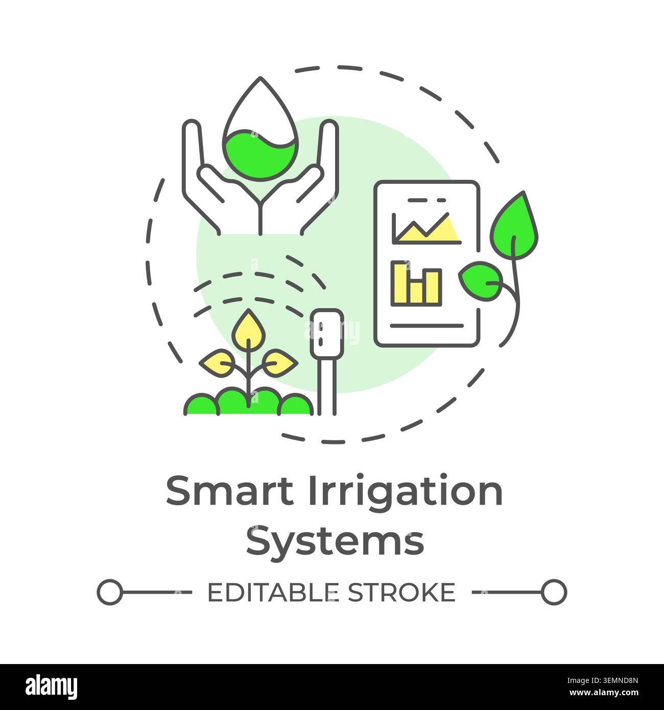 Smart irrigation systems multi color concept icon Stock Vector