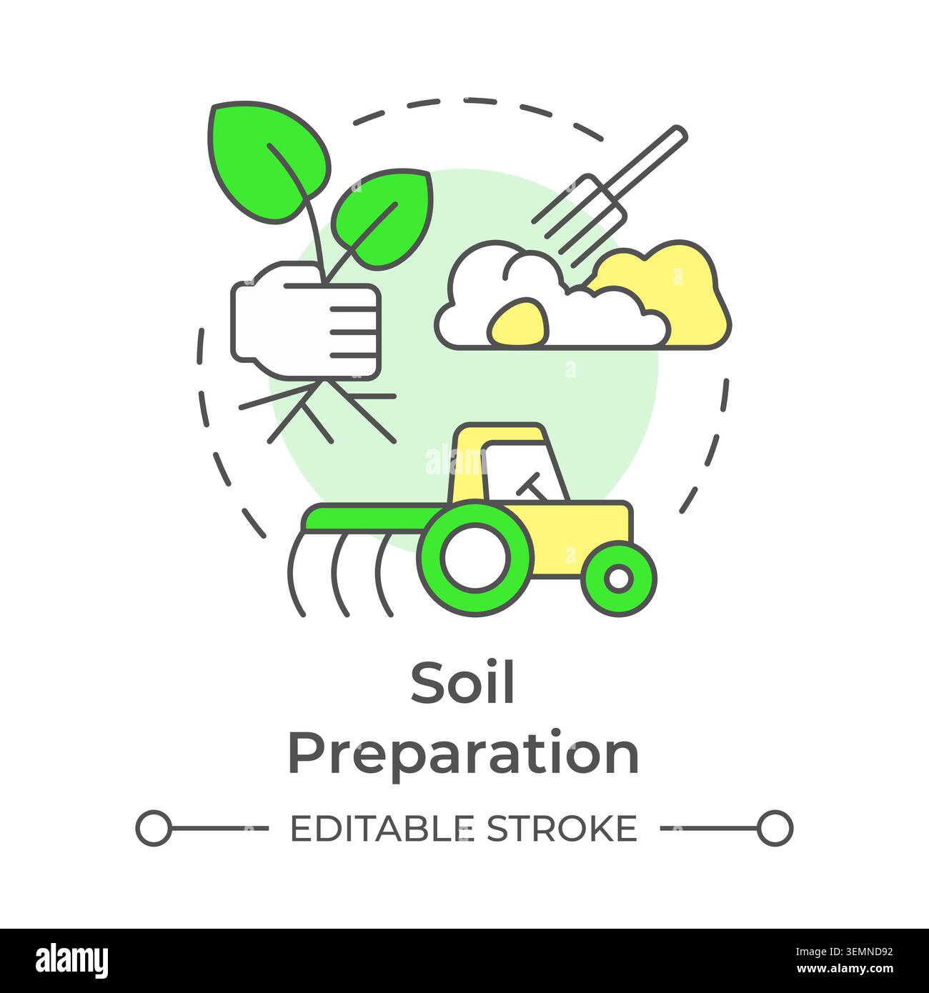 Soil preparation multi color concept icon Stock Vector