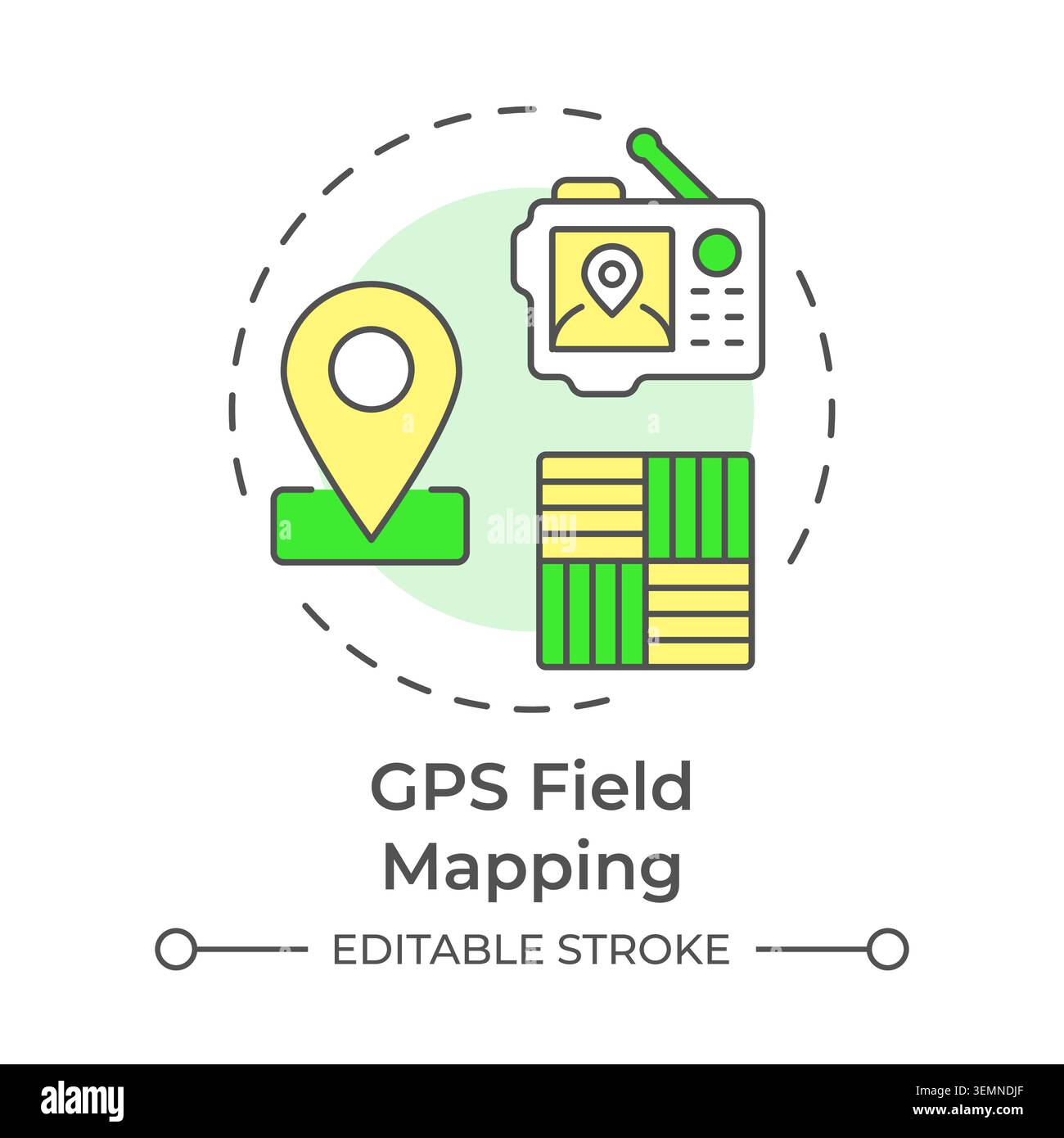 GPS field mapping multi color concept icon Stock Vector