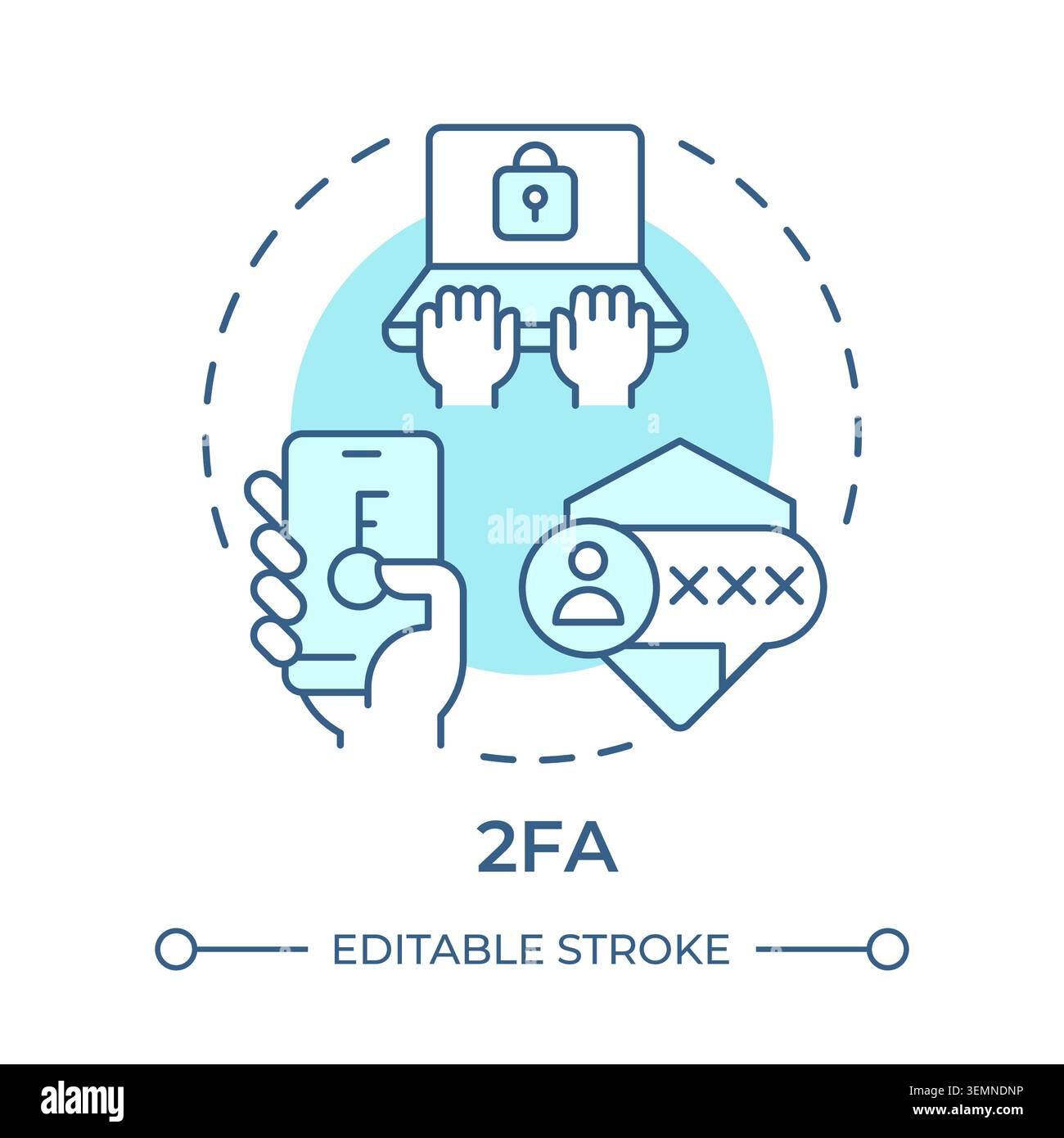 2FA soft blue concept icon Stock Vector