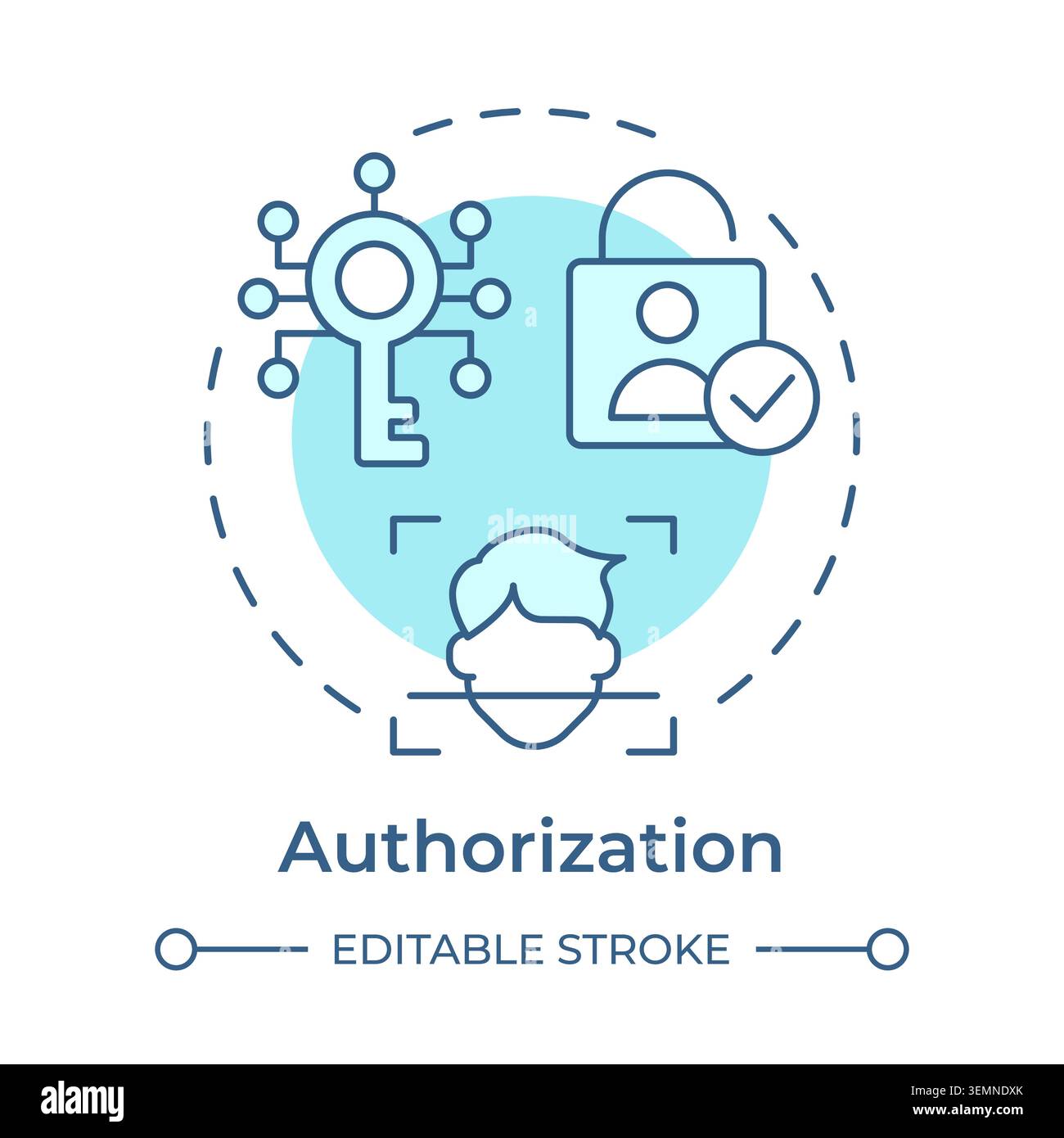 Authorization soft blue concept icon Stock Vector