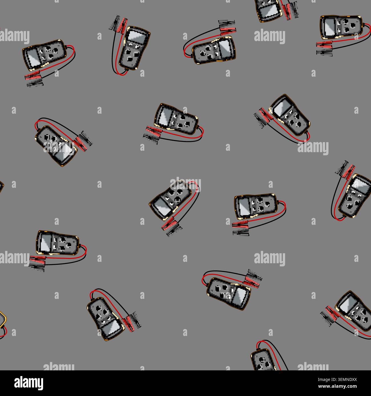seamless pattern Electrical voltage tester tool measuring power current Stock Vector