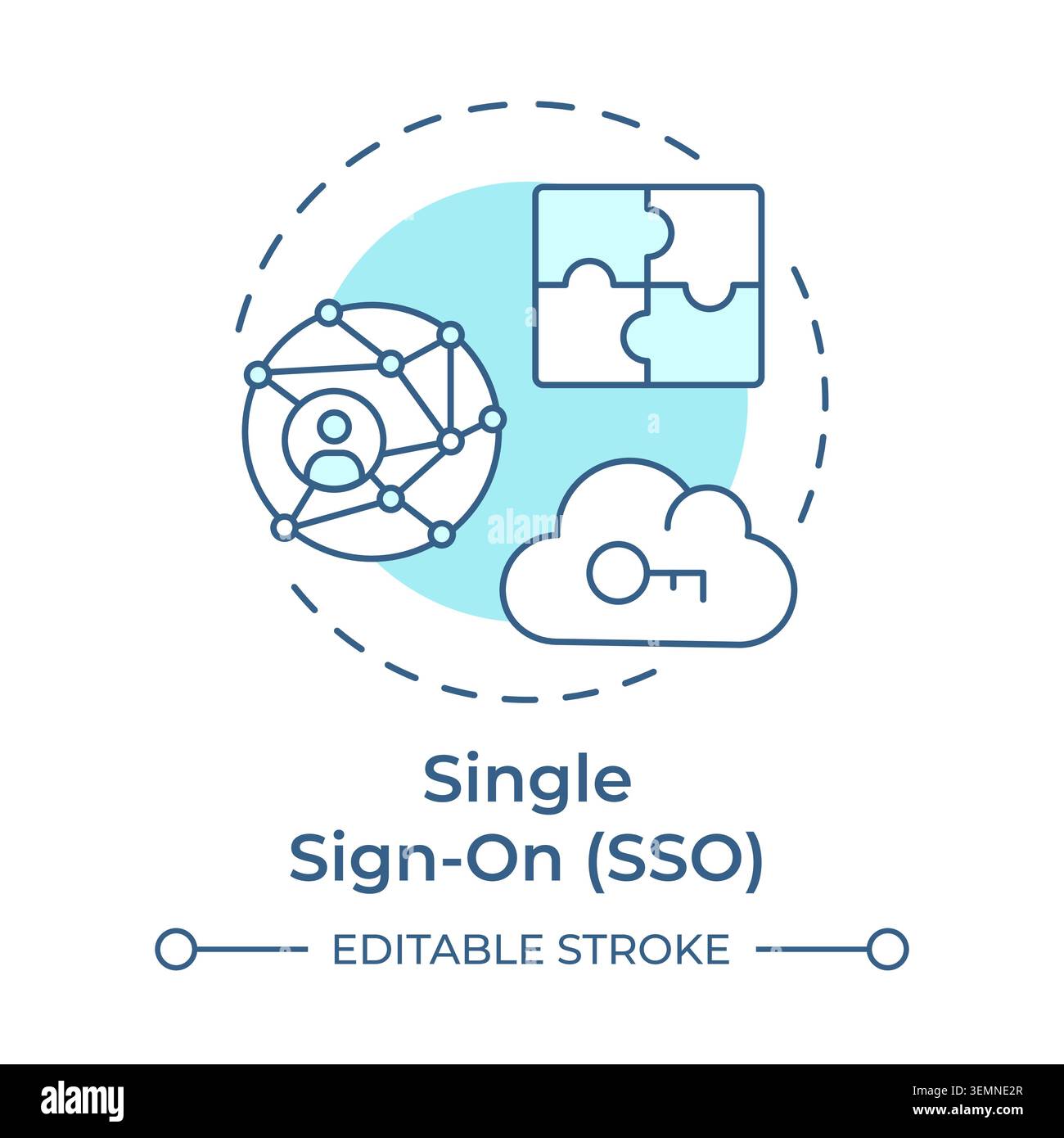 Single sign on soft blue concept icon Stock Vector