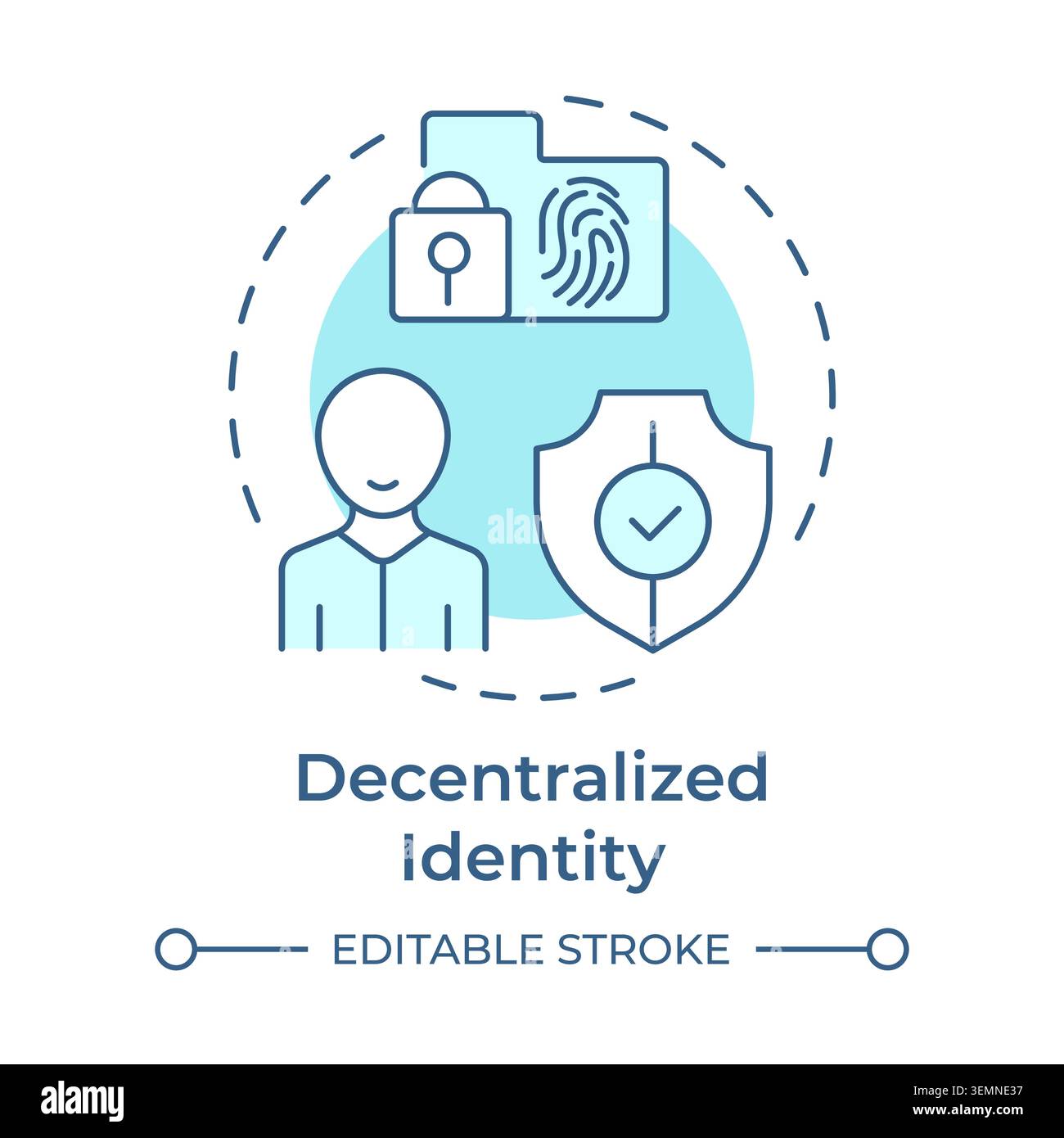Decentralized identity soft blue concept icon Stock Vector