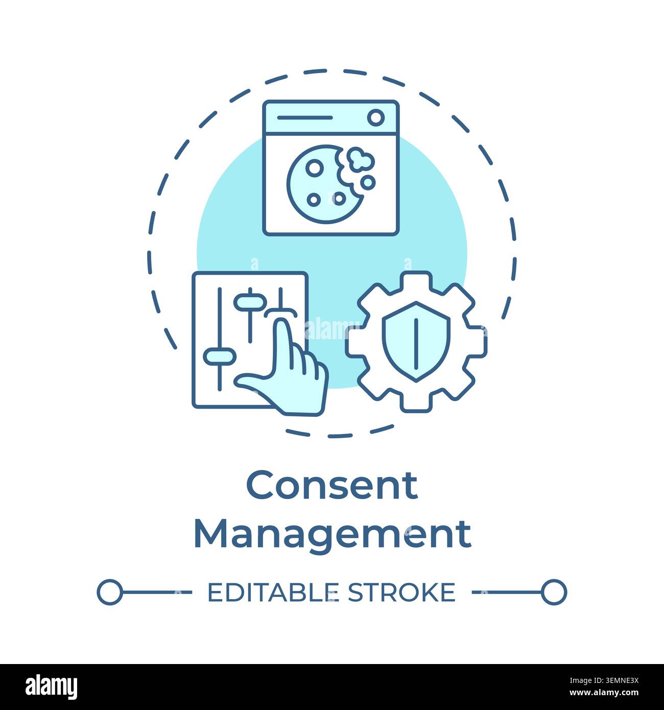 Consent management soft blue concept icon Stock Vector