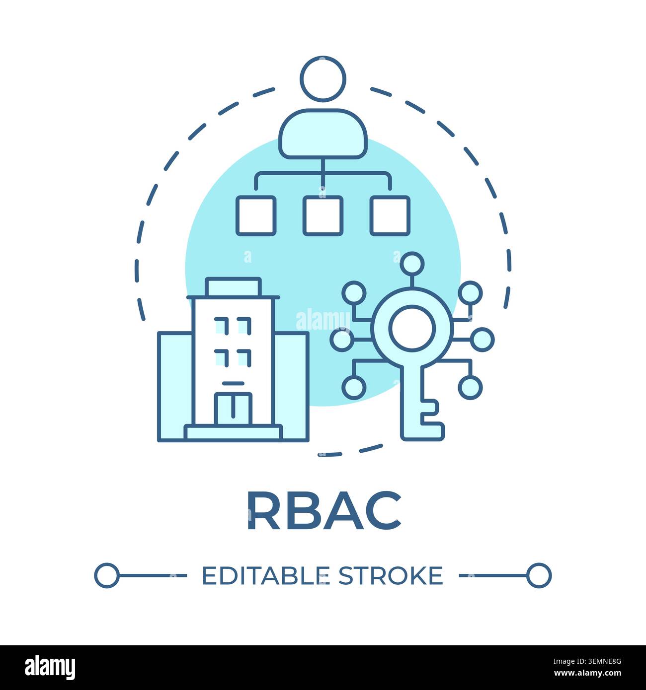 RBAC soft blue concept icon Stock Vector