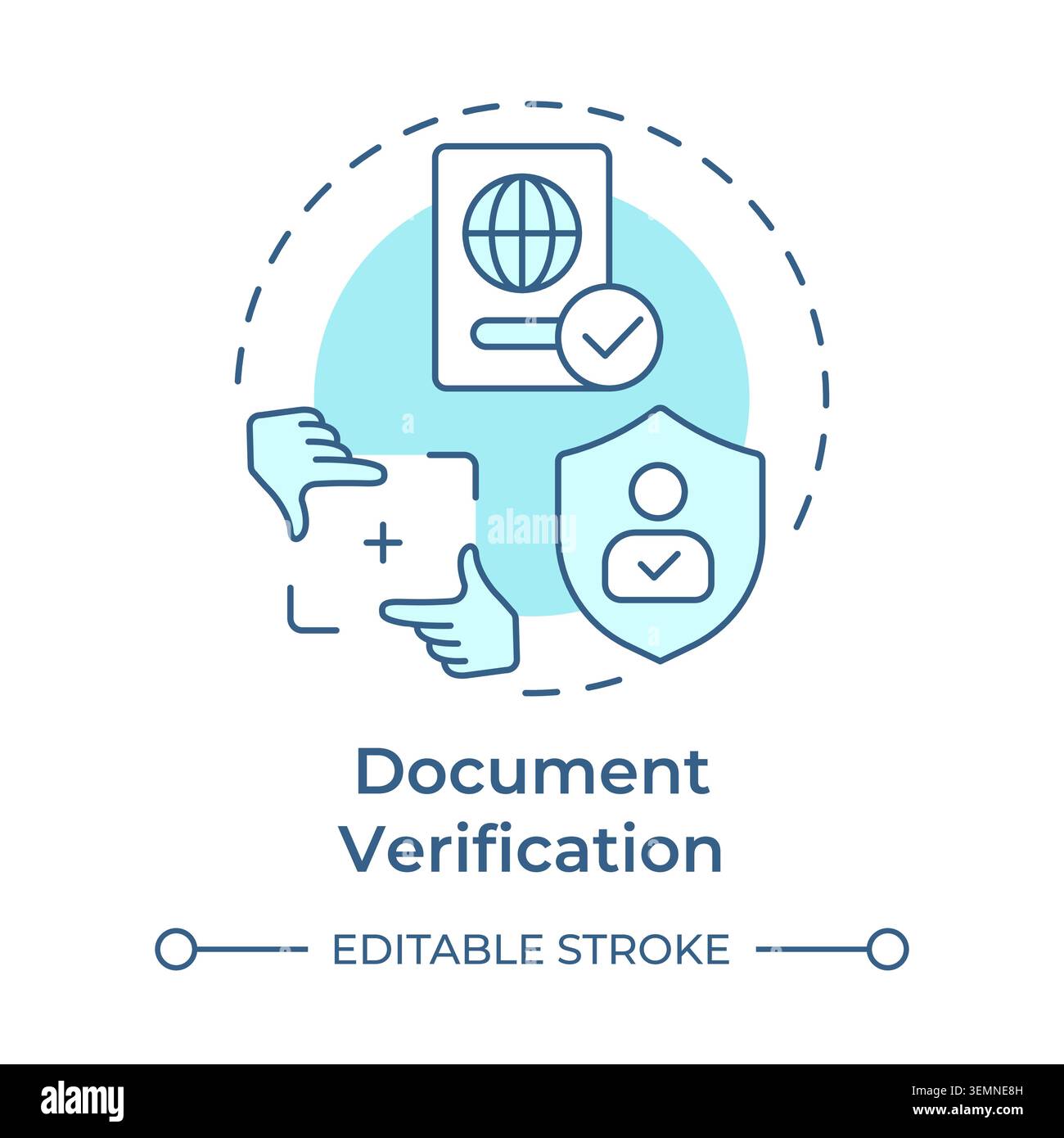 Document verification soft blue concept icon Stock Vector