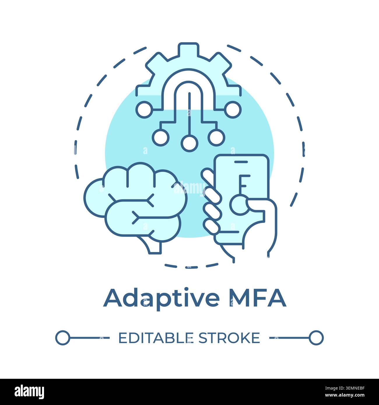 Adaptive mfa soft blue concept icon Stock Vector