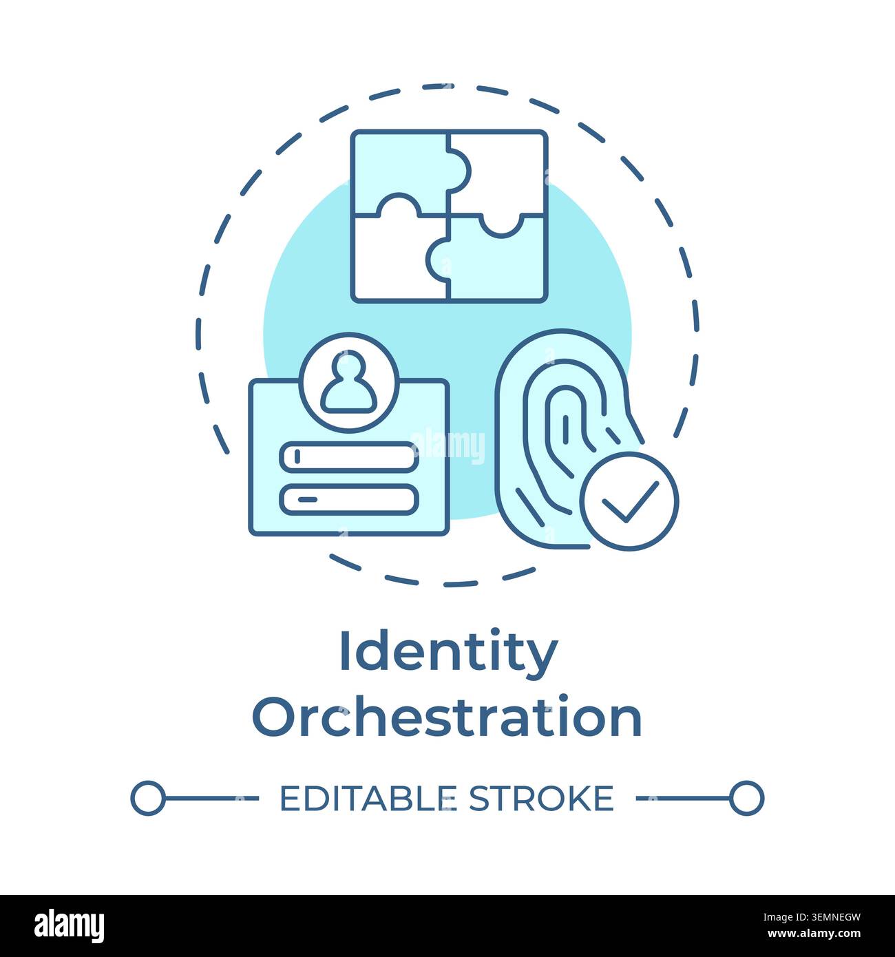 Identity orchestration soft blue concept icon Stock Vector