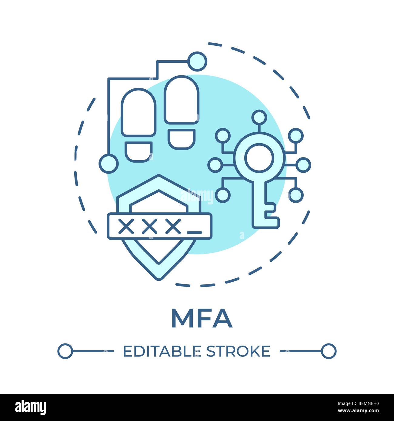 MFA soft blue concept icon Stock Vector