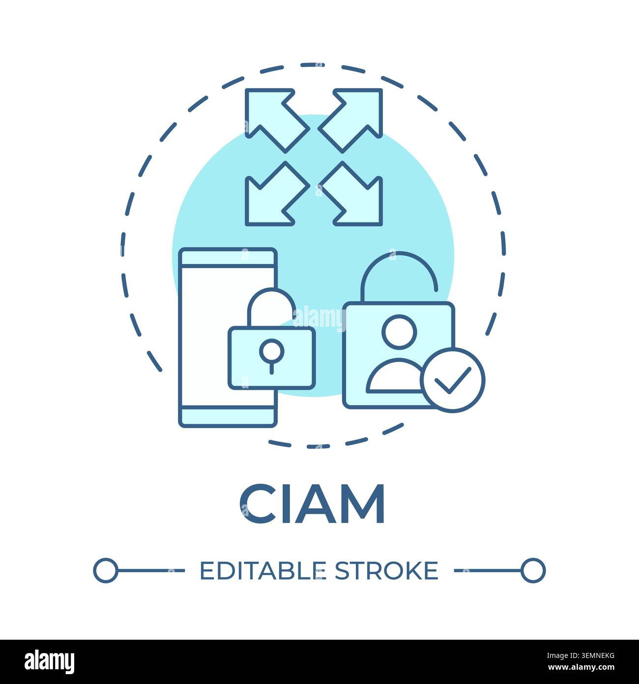 CIAM soft blue concept icon Stock Vector