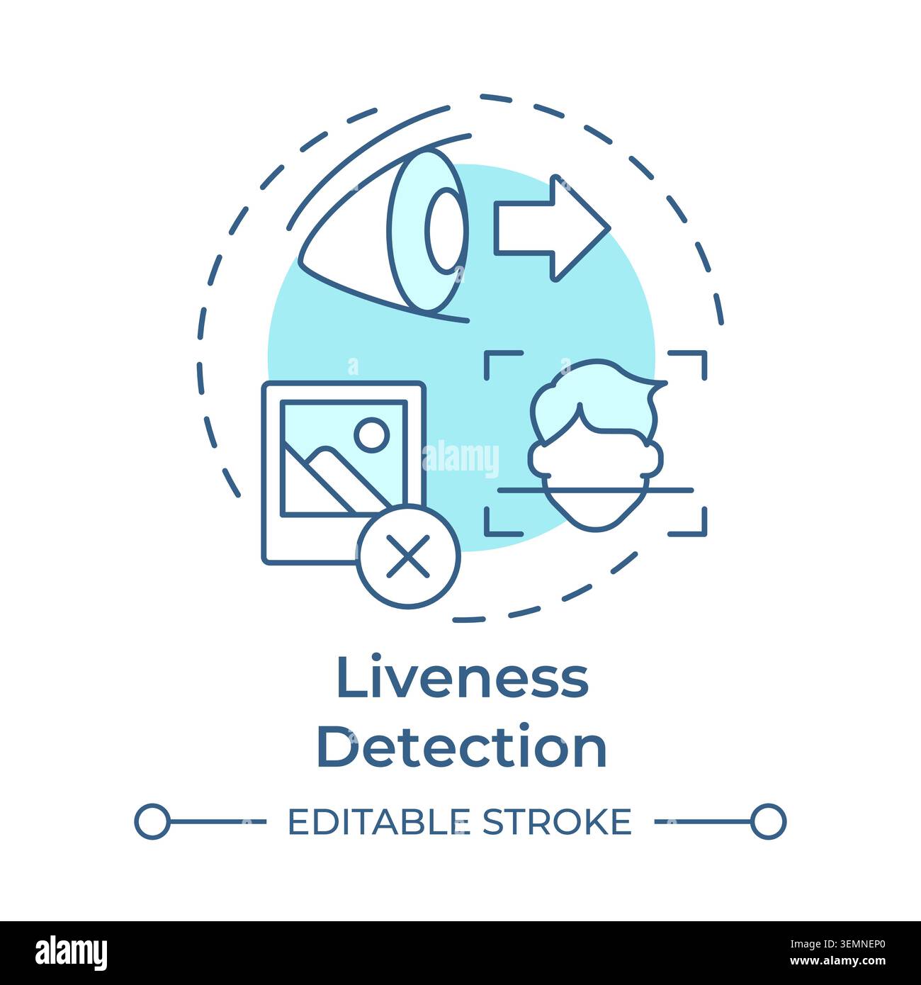 Liveness detection soft blue concept icon Stock Vector