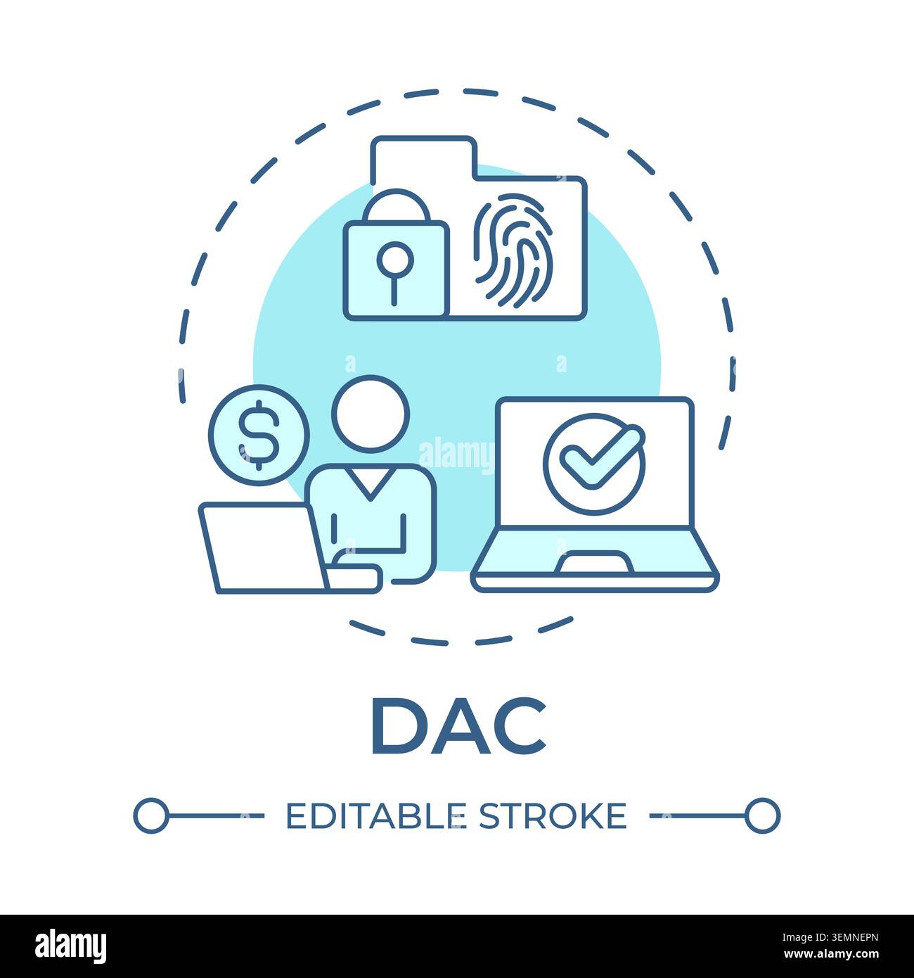 DAC soft blue concept icon Stock Vector