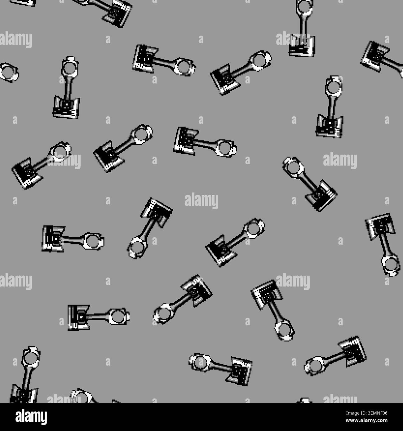 seamless pattern Piston with connecting rod for engine mechanism Stock Vector