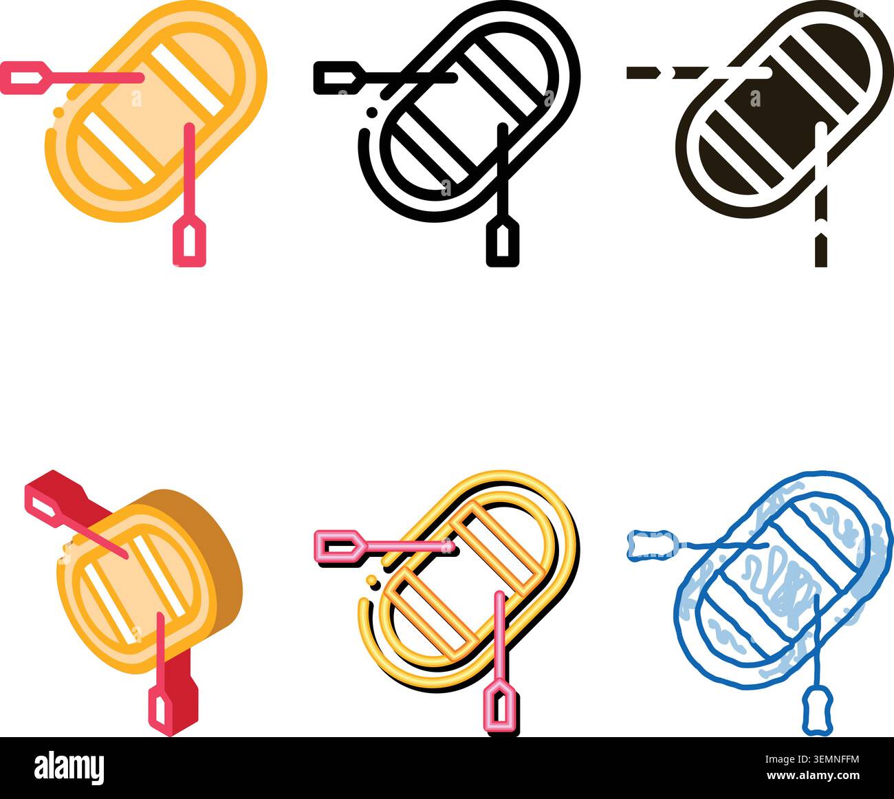 inflatable boat with oars icon vector modern outline Stock Vector