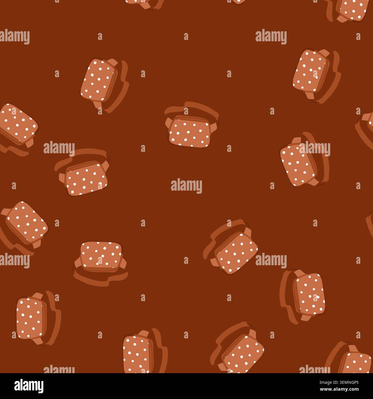 seamless pattern zipper waist bag cartoon vector Stock Vector