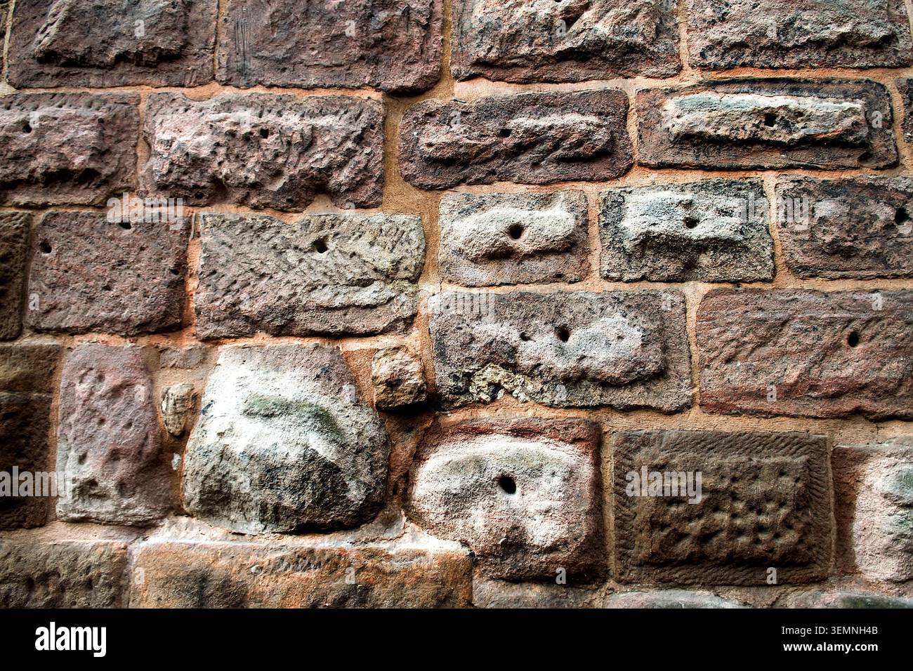 Stone pavement texture, granite cobblestoned pavement background Stock Photo
