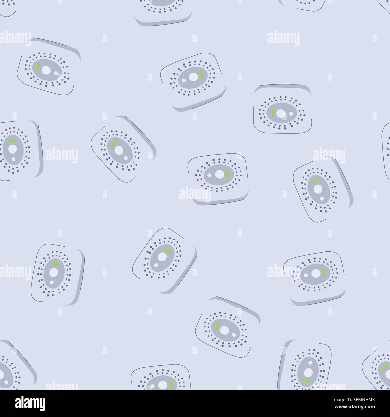 seamless pattern safety smoke detector cartoon vector Stock Vector