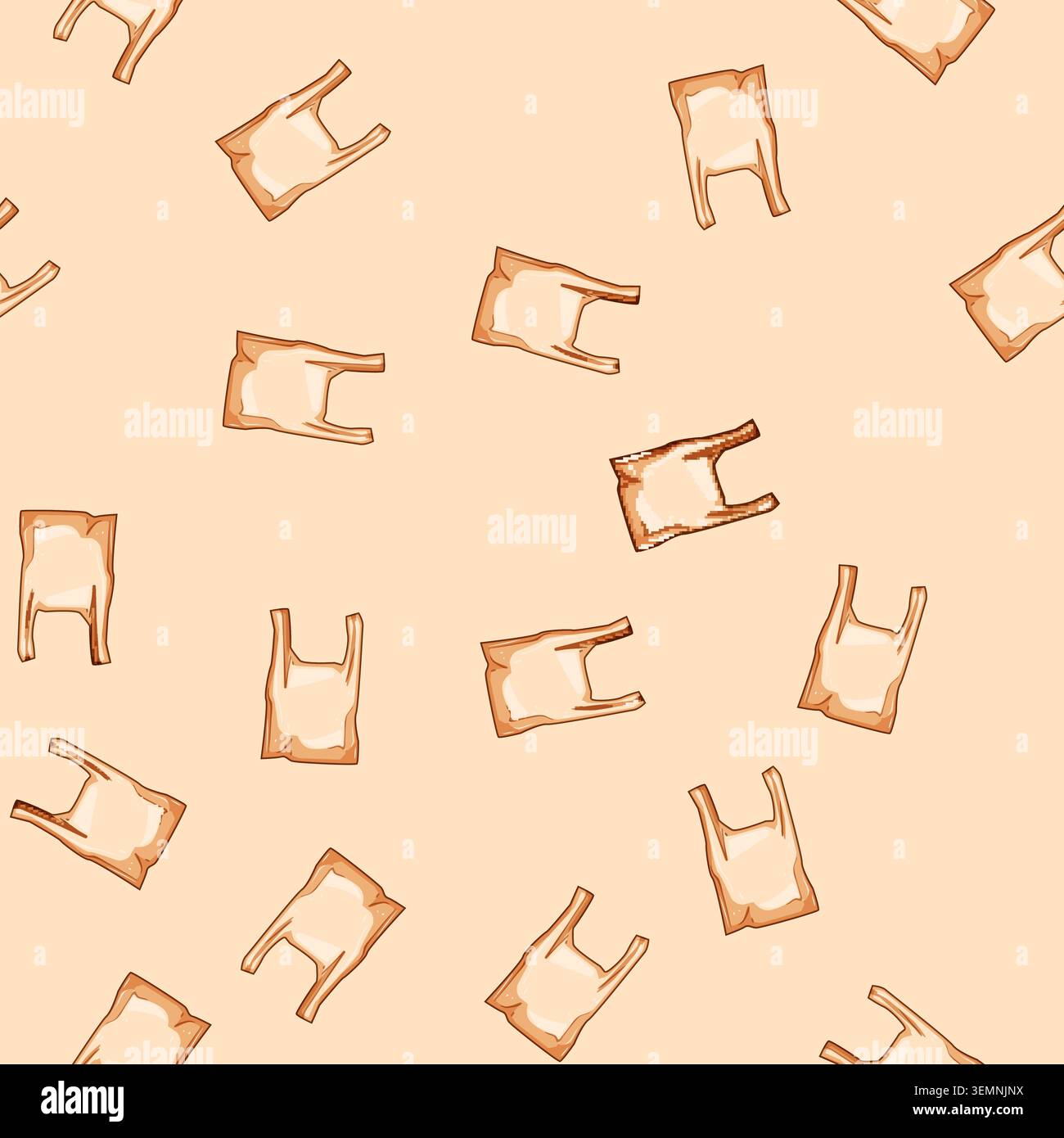 seamless pattern pollution plastic shopping bag cartoon vector Stock Vector