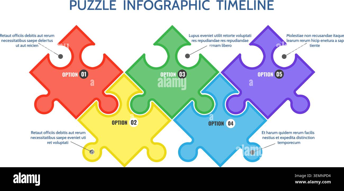 Puzzle timeline infographic Stock Vector