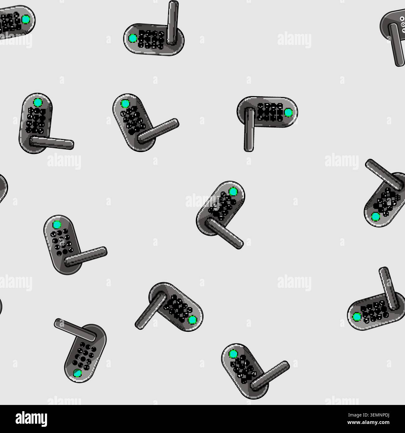 seamless pattern code fingerprint door lock cartoon vector Stock Vector
