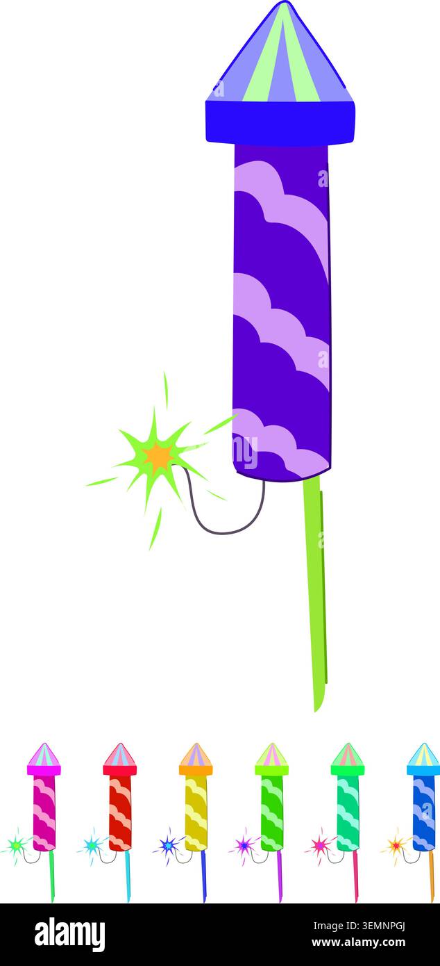 new firework rocket vector cartoon graphic Stock Vector
