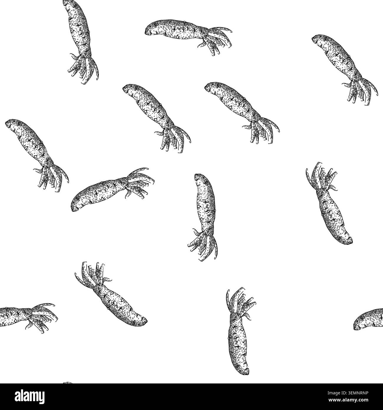 seamless pattern wasabi root sketch hand drawn Stock Vector