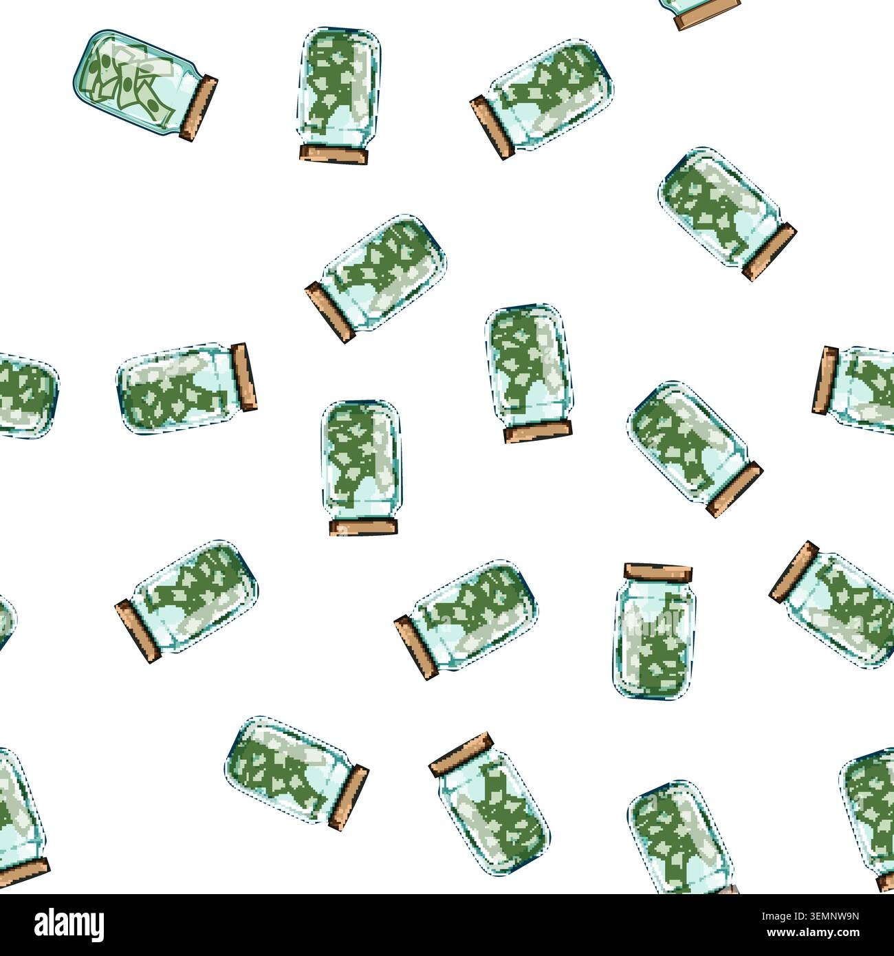 pattern glass coin jar cartoon vector Stock Vector