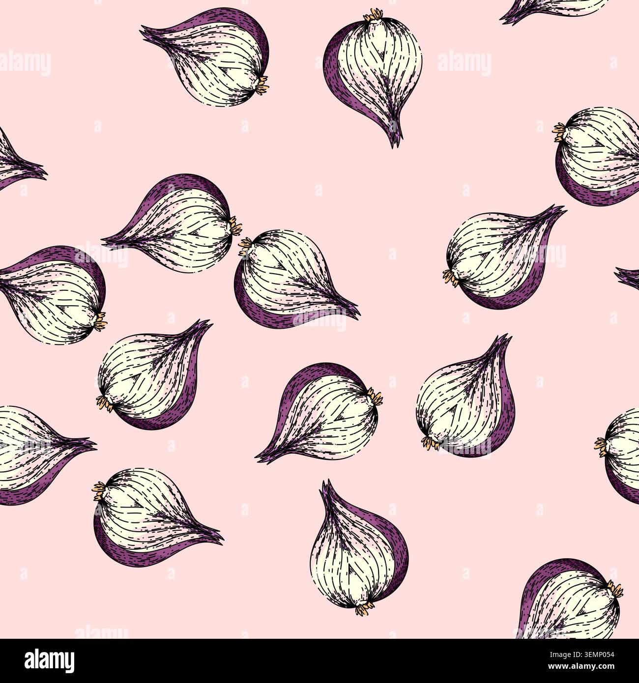 pattern onion red sketch hand drawn illustration Stock Vector