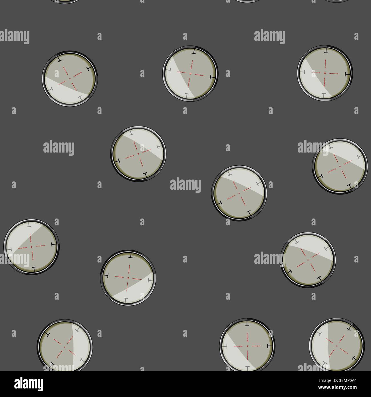 seamless pattern rifle scope sniper cartoon vector Stock Vector