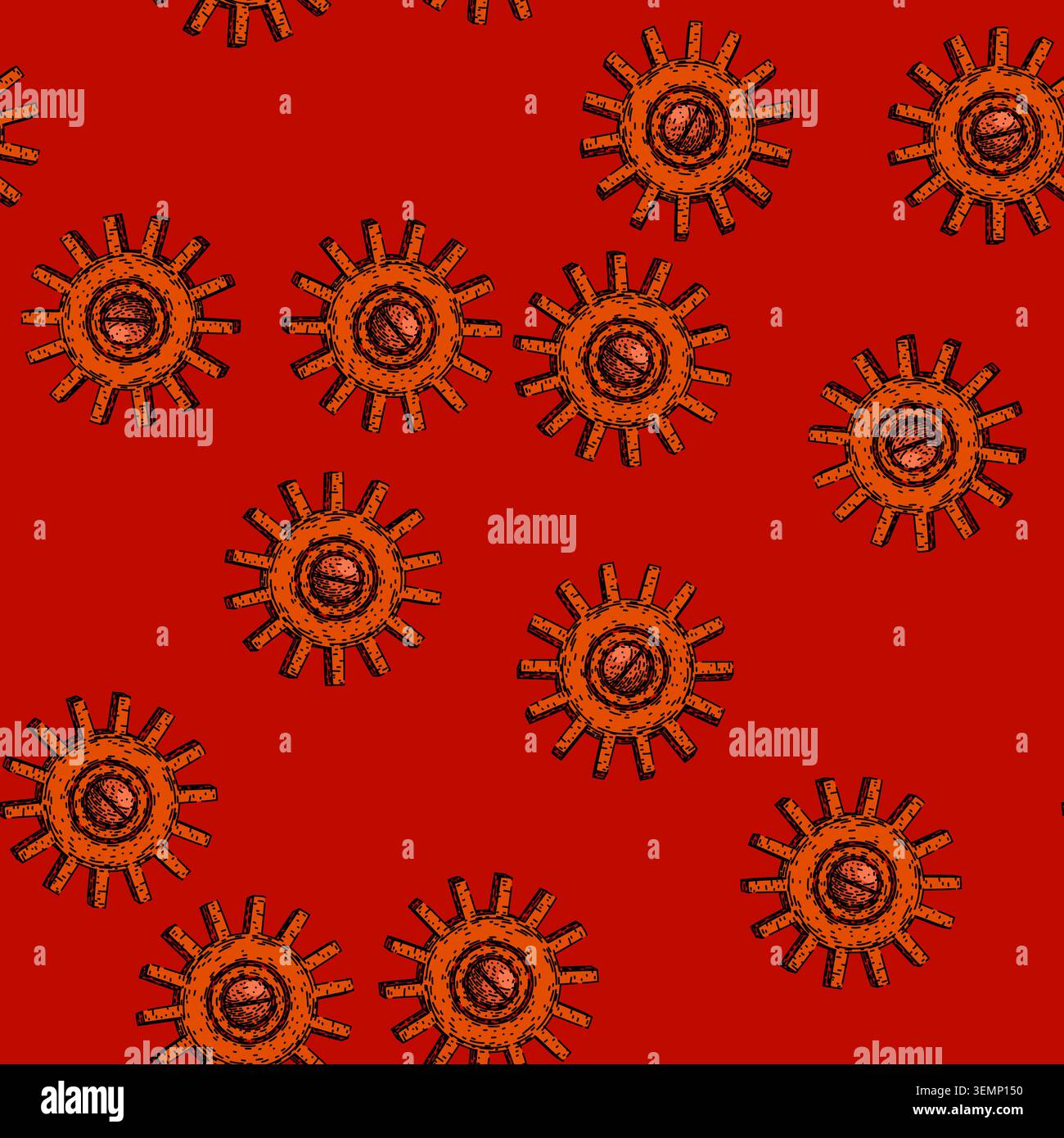 pattern punk gears steampunk sketch hand drawn Stock Vector