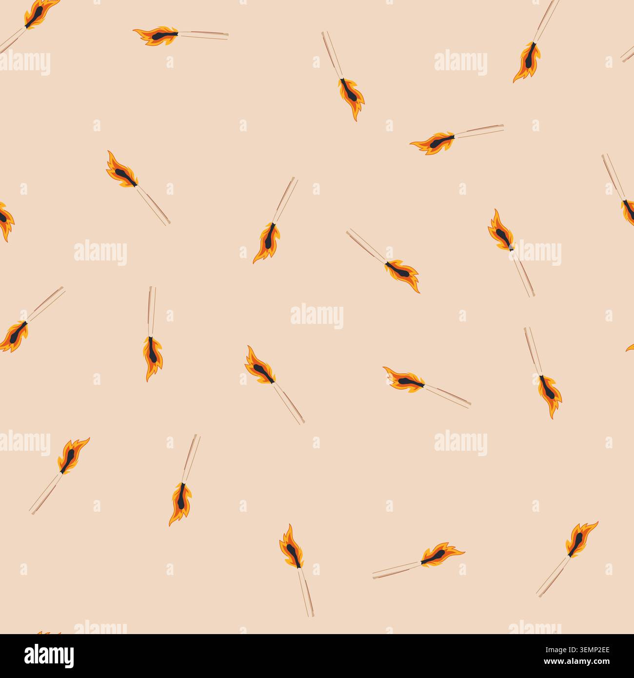 seamless pattern burnout burning match cartoon vector Stock Vector