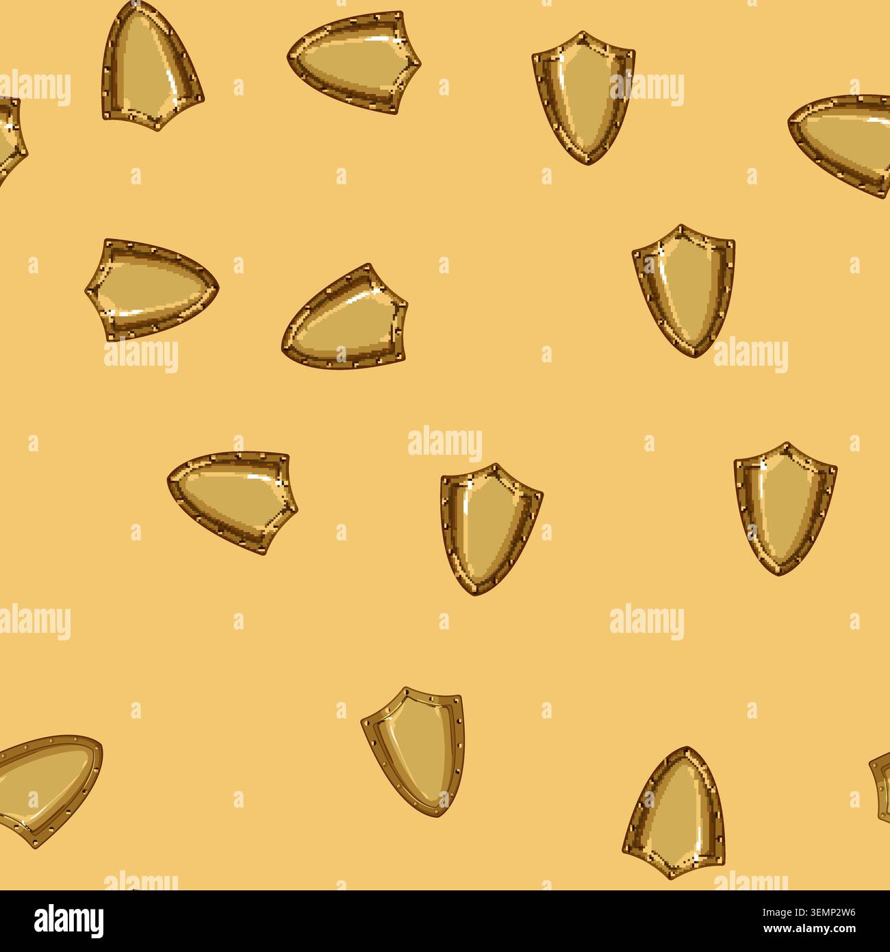 seamless pattern metal medieval shield cartoon vector Stock Vector