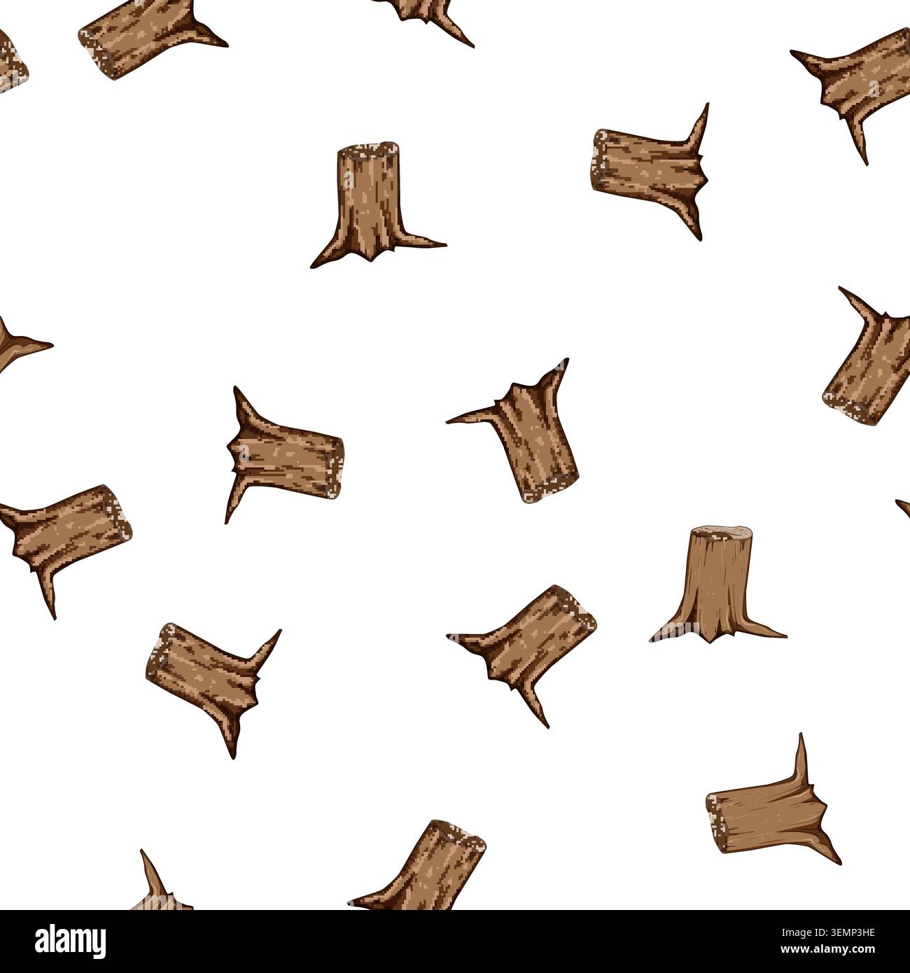 pattern tree stump cartoon vector Stock Vector