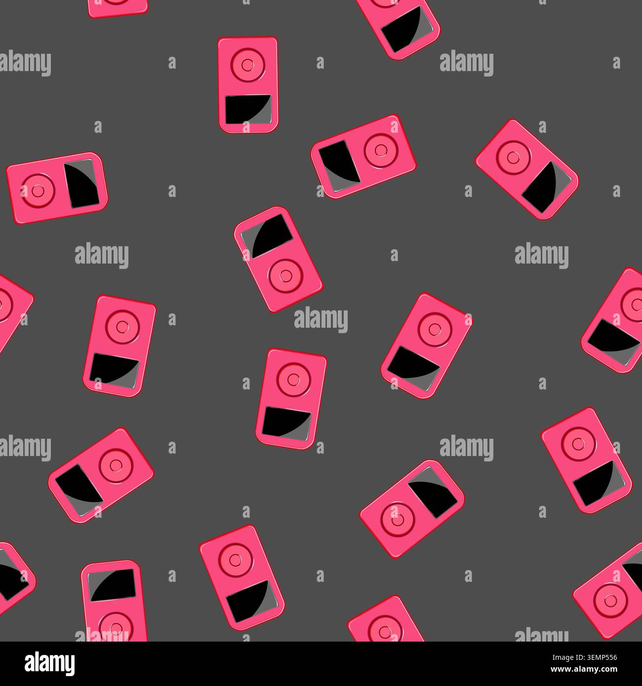 seamless pattern media mp3 player cartoon vector Stock Vector