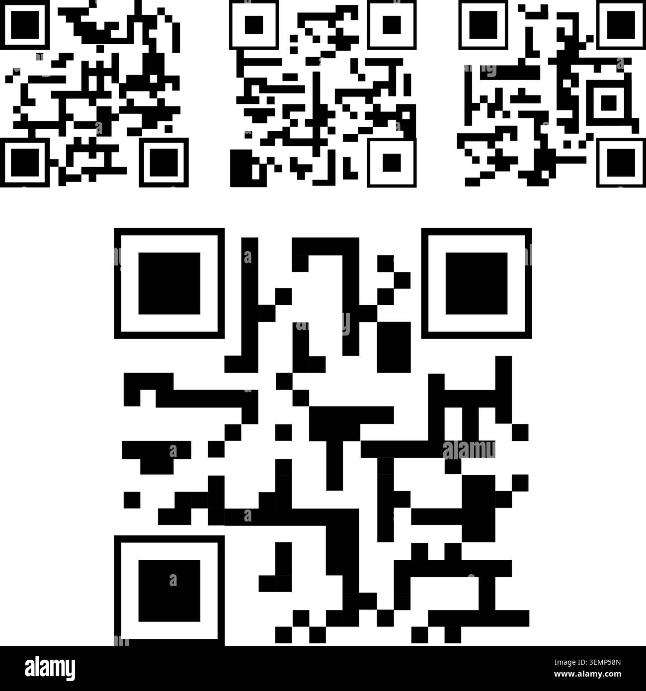 Multiple quick response codes displaying digital information Stock Vector