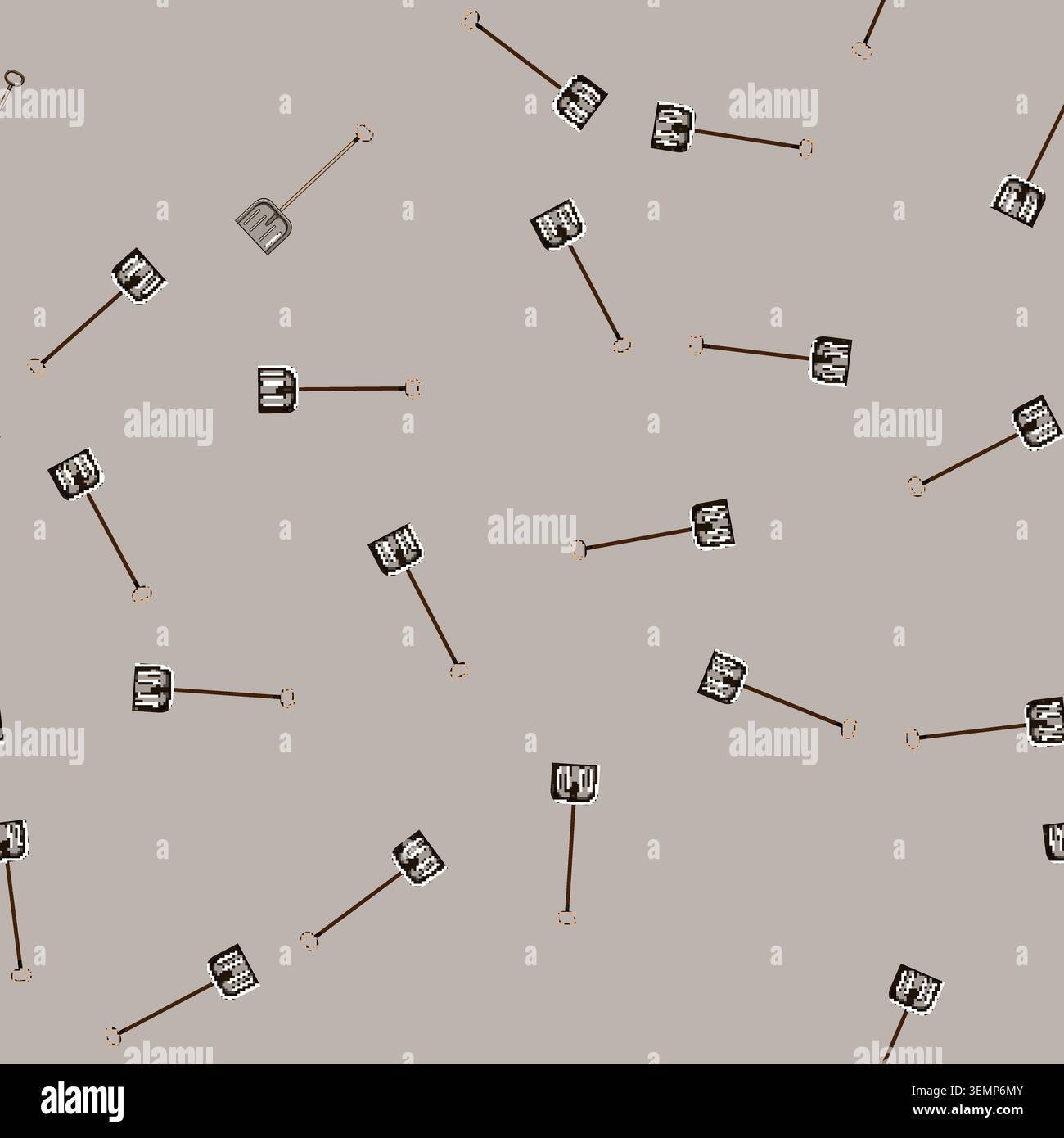 seamless pattern work snow shovel cartoon vector Stock Vector