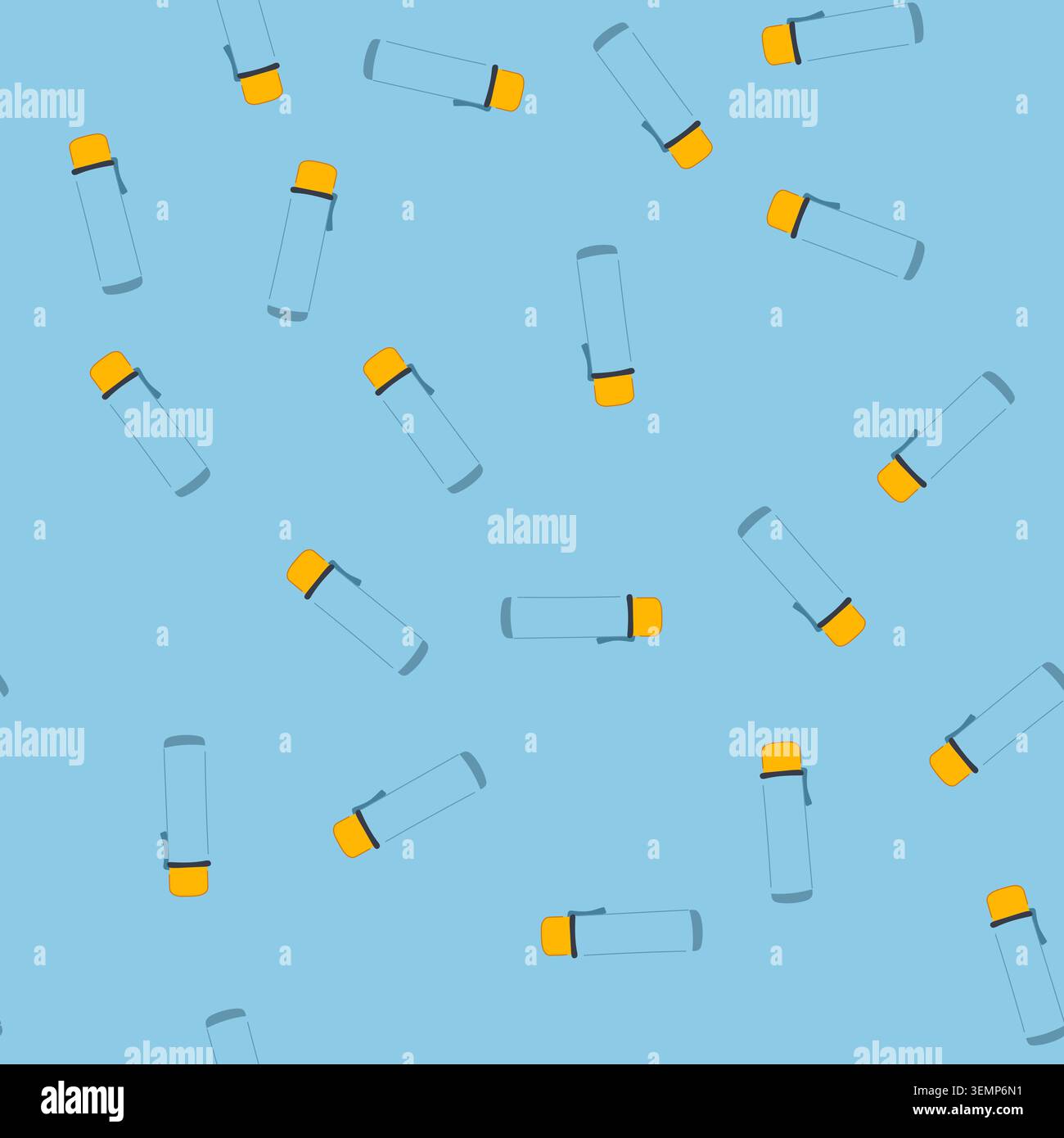 seamless pattern steel thermos cartoon vector Stock Vector