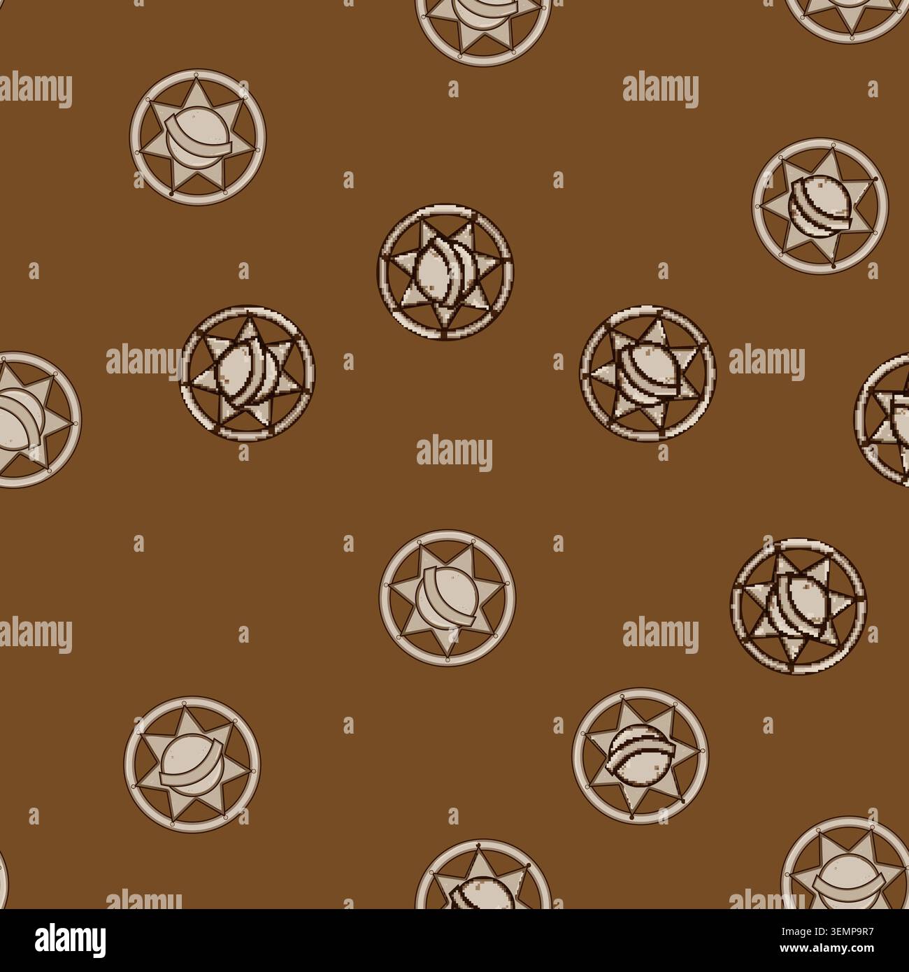 seamless pattern law sheriff badge cartoon vector Stock Vector