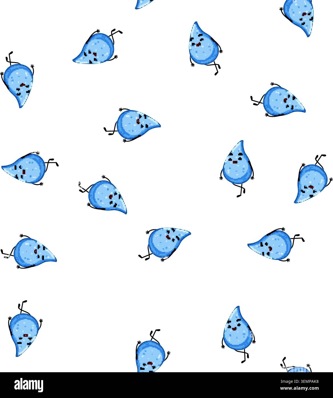 pattern aqua water drop character cartoon vector Stock Vector