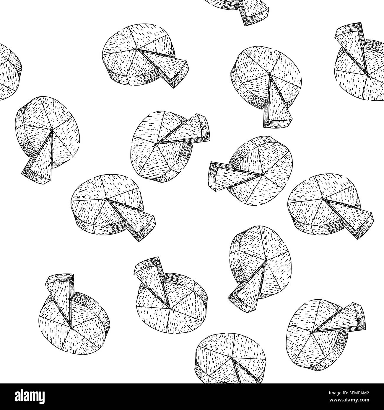 seamless pattern visualization pie chart sketch hand drawn Stock Vector