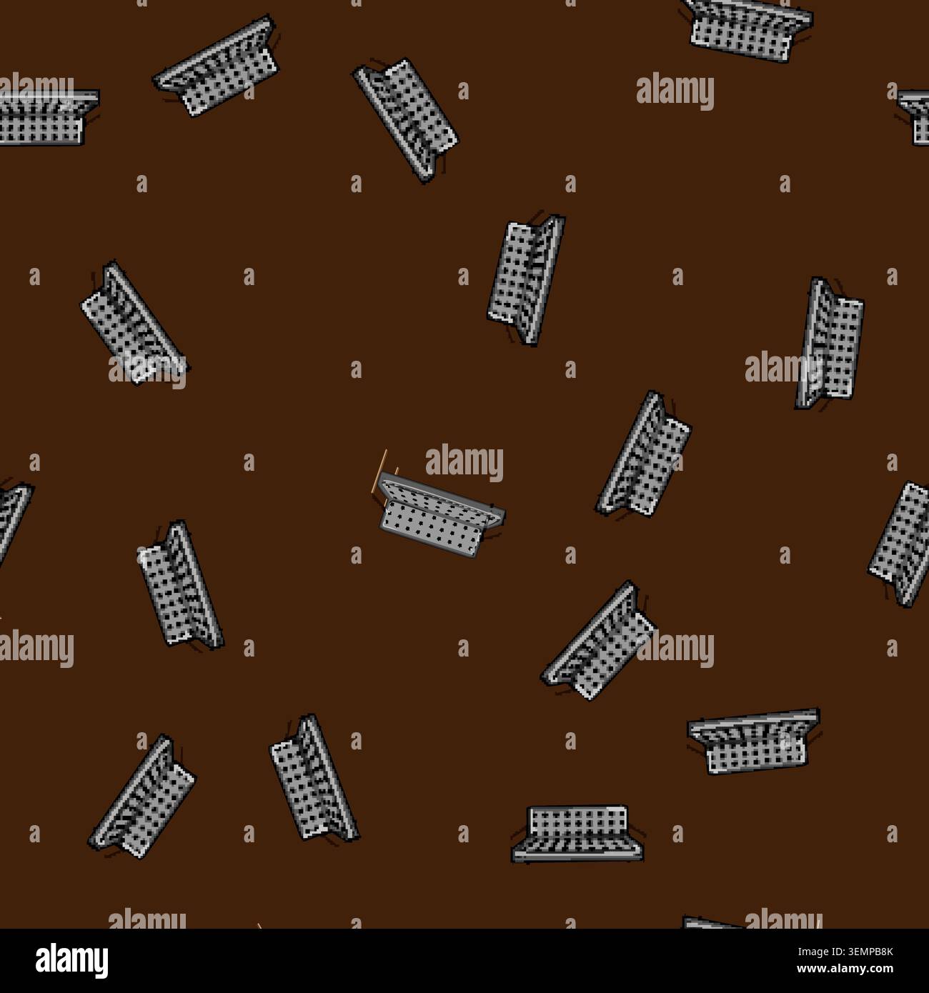 seamless pattern modern couch leather cartoon vector Stock Vector