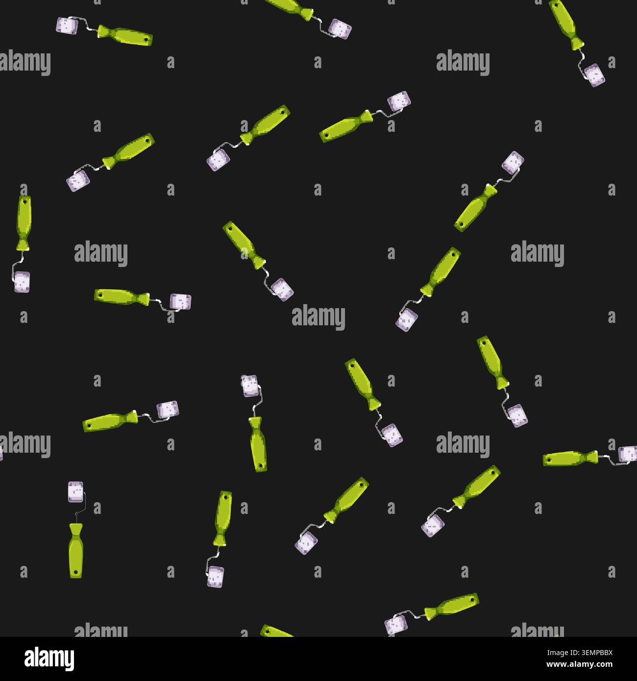 seamless pattern wall roller paint cartoon vector Stock Vector
