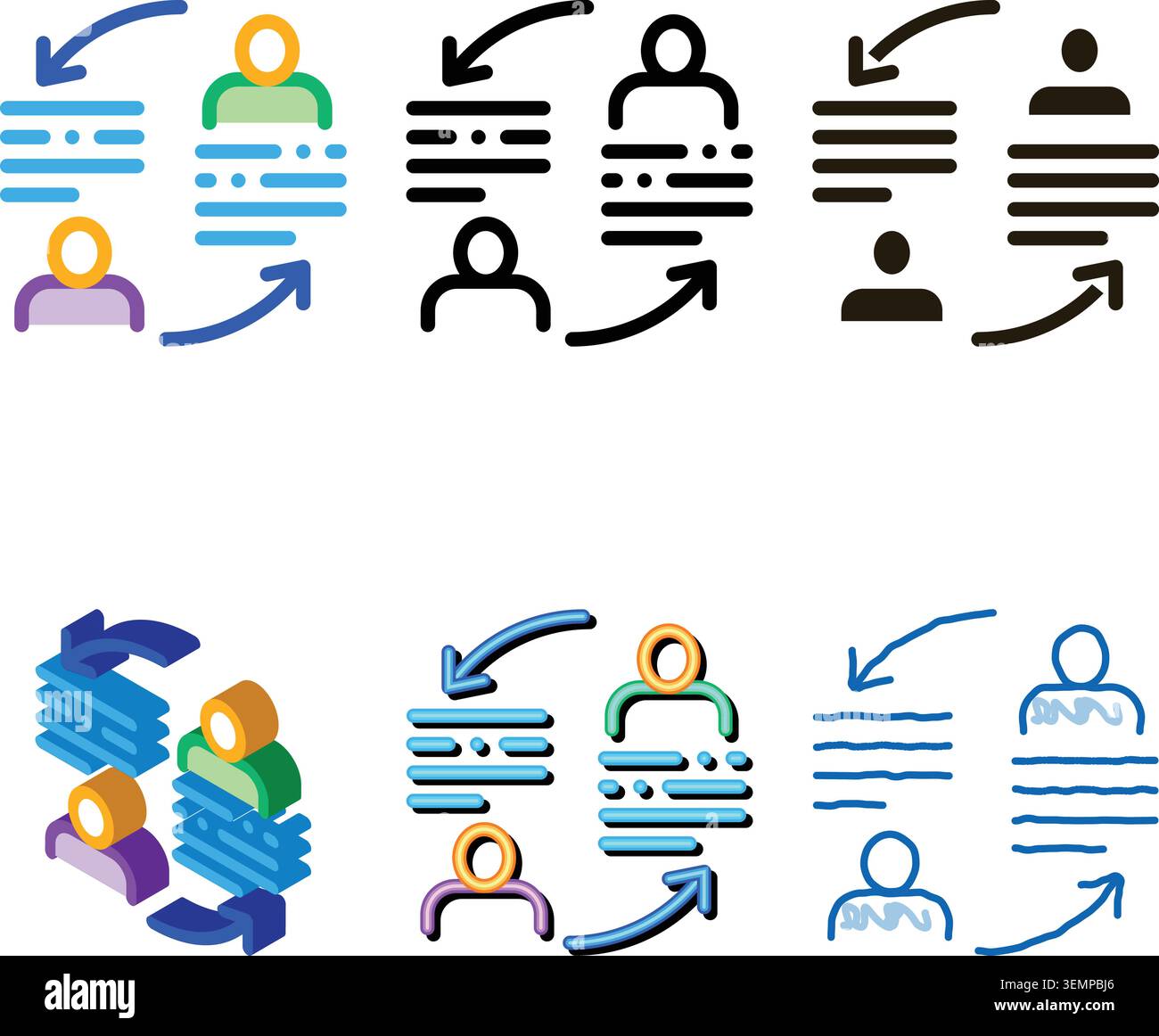 knowledge sharing set icon vector outline Stock Vector