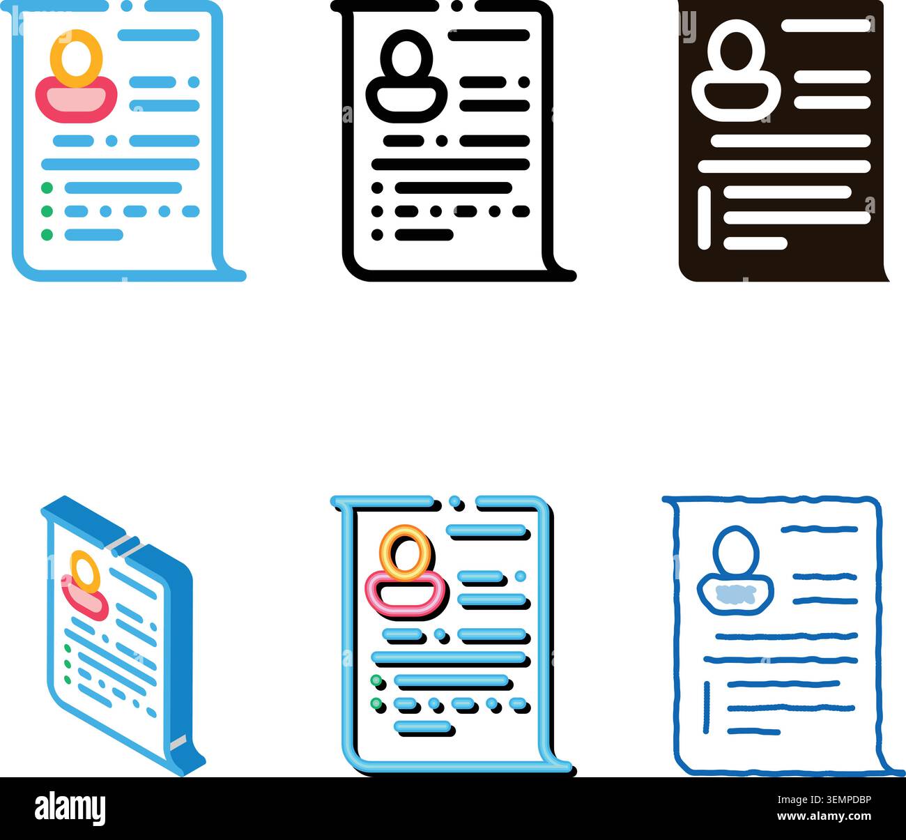 candidate curriculum vitae cv worksheet vector pack Stock Vector